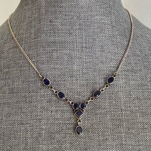 Vintage sterling silver amethyst Y necklace